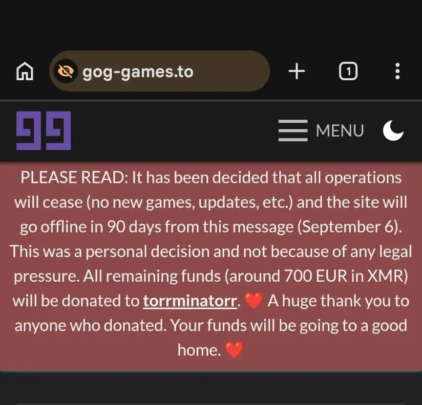 知名盗版网站宣布关闭!网站资金将捐给其他盗版网站
