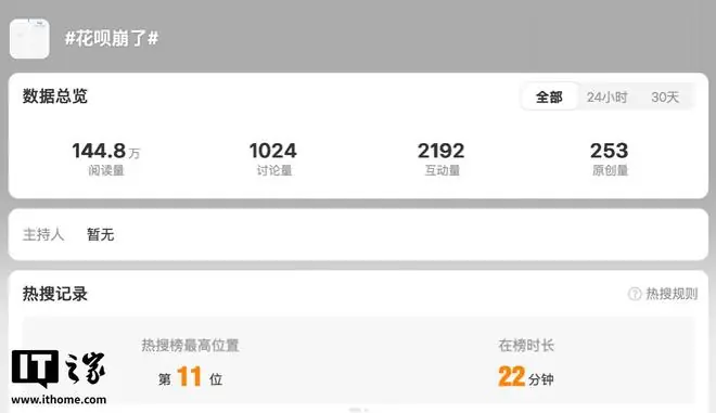 支付宝“花呗崩了”上热搜,账单页面无法正常显示