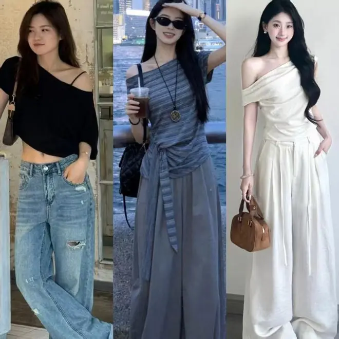 别再说露肩衣服 难驾驭！看看这几组日常穿搭，大方有回头率